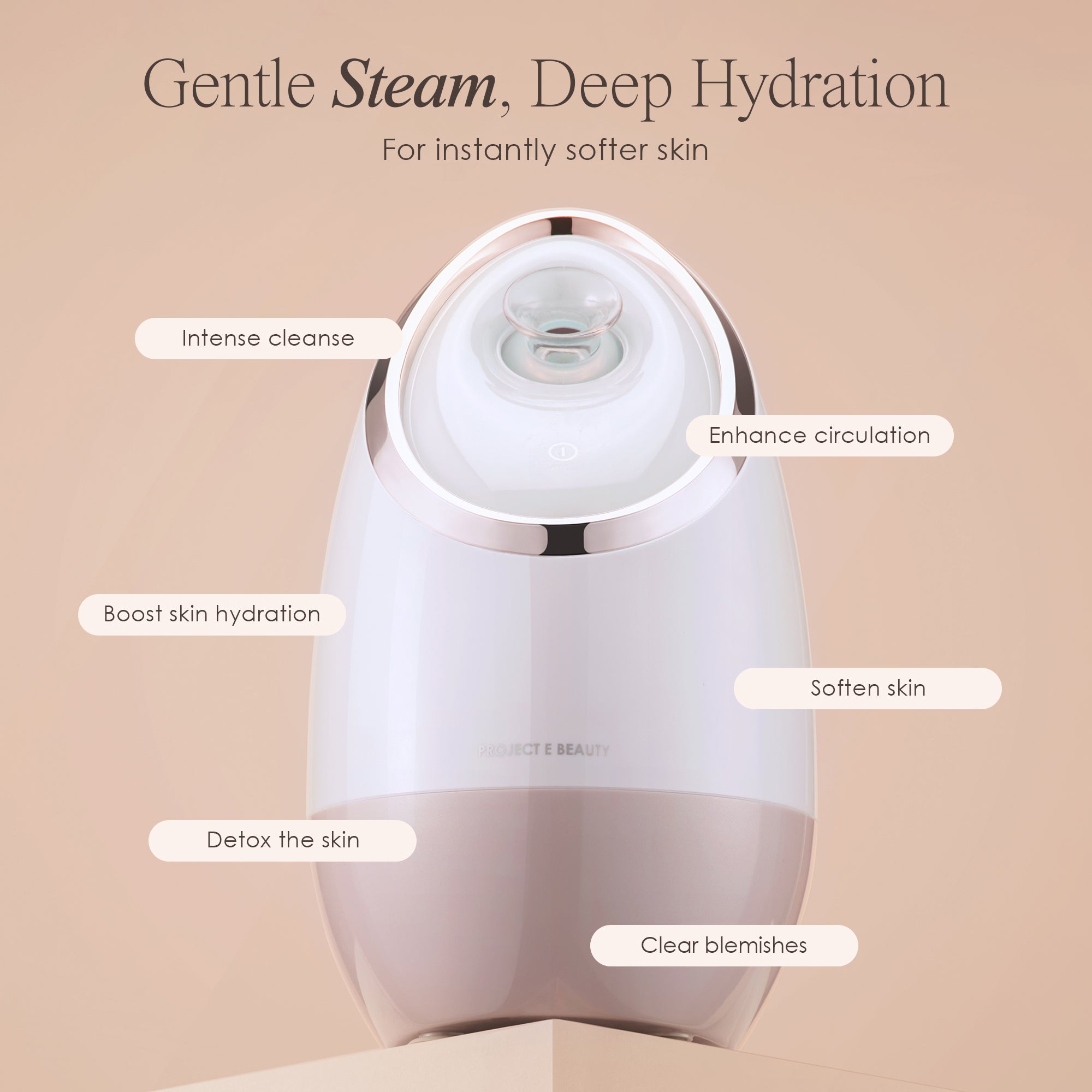 Sensa nano ionic facial steamer listing ionic steam therapy benefits such as intense cleanse